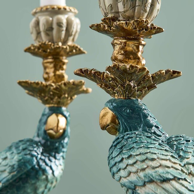 Werns Werner Voß - Candle Holder - Candlestick Parrot - set of 2 - turquoise
