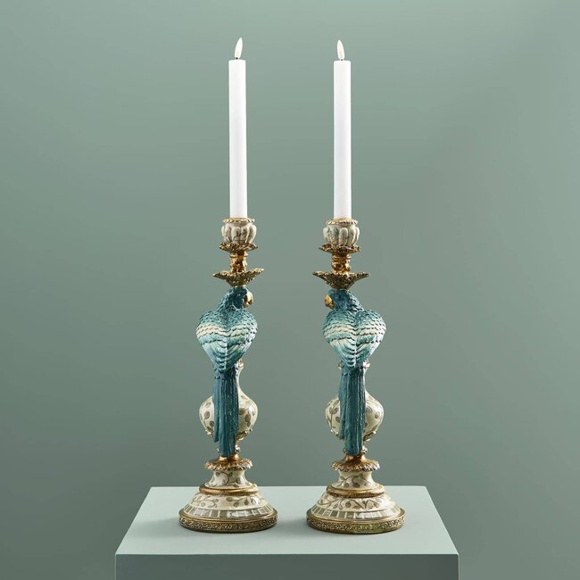 Werns Werner Voß - Candle Holder - Candlestick Parrot - set of 2 - turquoise