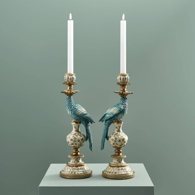 Werns Werner Voß - Candle Holder - Candlestick Parrot - set of 2 - turquoise