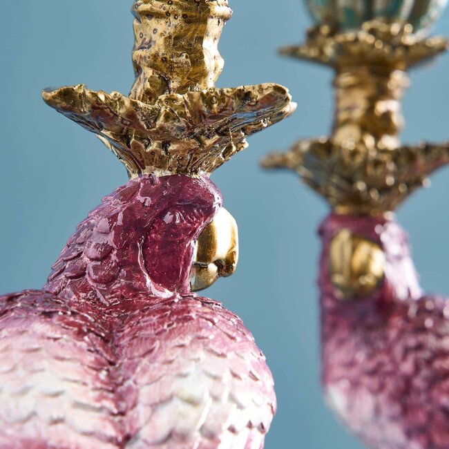 Werns Werner Voß - Candle Holder - Candlestick Parrot - set of 2 - pink