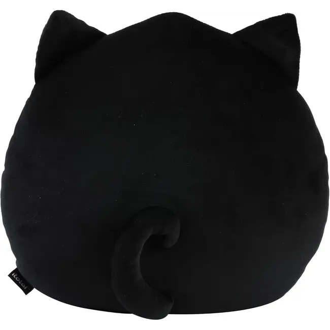 i-total - Fluffy Cushion Black Cat - sitting