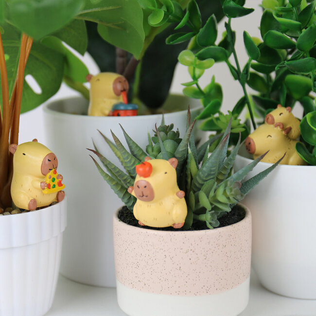 Gift Republic - Marqueurs de Pots de Plantes Capybara - ensemble de 4