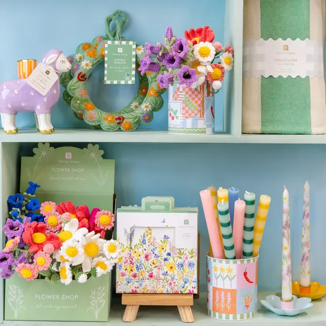 Talking Tables - Bougie de Table Rayures Jaunes - Dine In Colour - H 28 cm