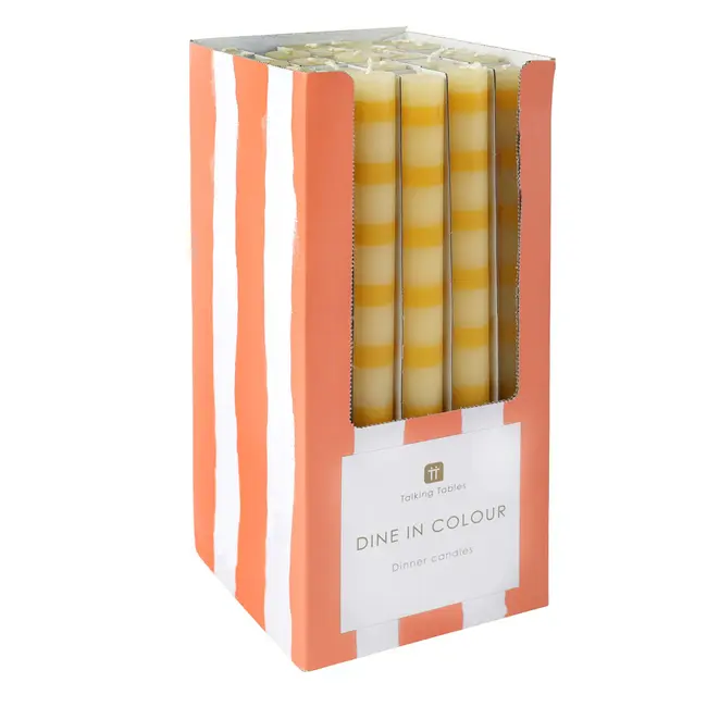 Talking Tables Dinner Candle Yellow Stripes