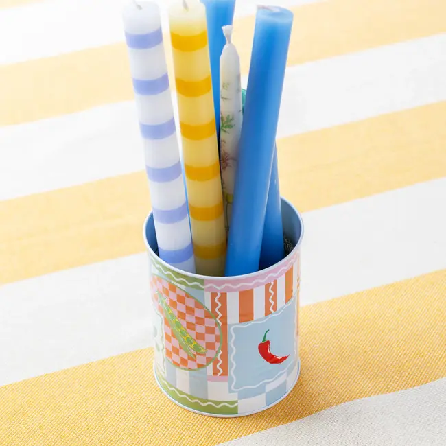 Talking Tables - Dinner Candle Blue-White Stripes - Dine In Colour - H 28 cm