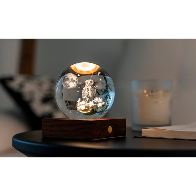 Gingko - Amber Crystal Ball Night Light -  The Owl Moon