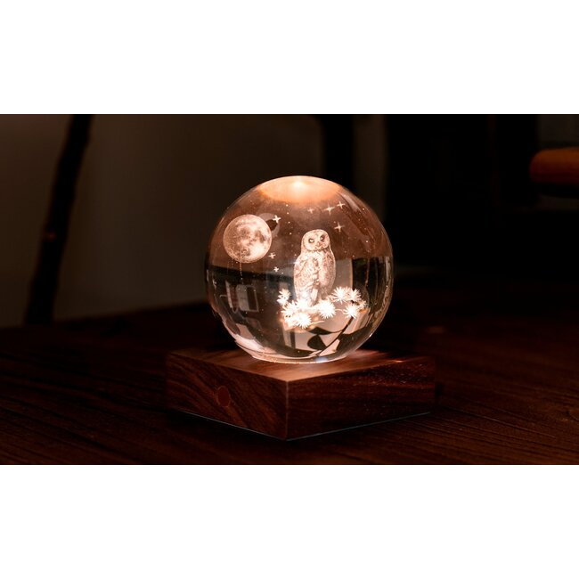 Gingko - Amber Crystal Ball Night Light -  The Owl Moon
