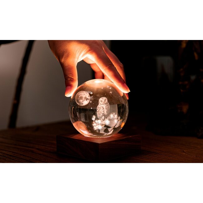 Gingko - Amber Crystal Ball Night Light -  The Owl Moon