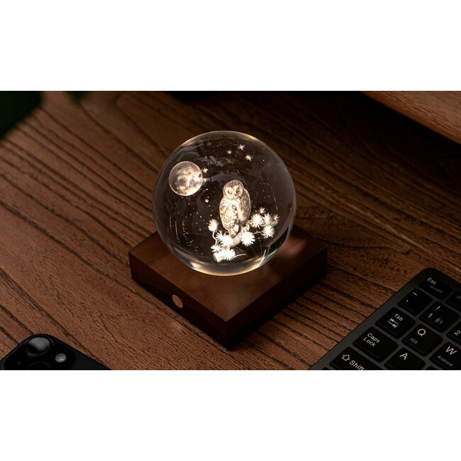 Gingko - Amber Crystal Ball Night Light -  The Owl Moon
