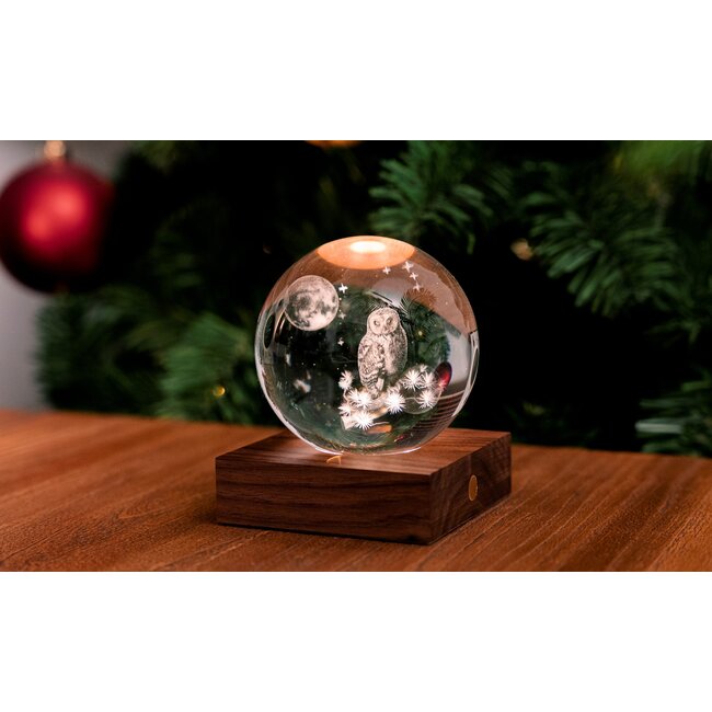 Gingko - Amber Crystal Ball Night Light -  The Owl Moon