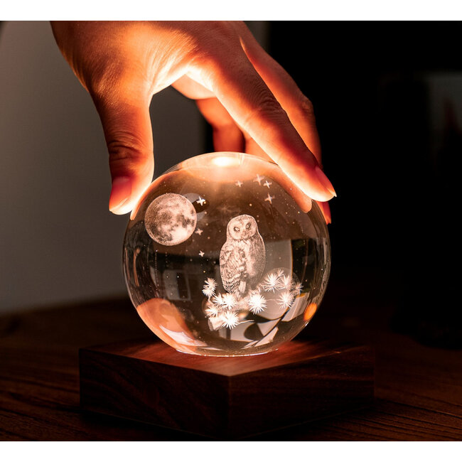 Gingko - Amber Crystal Ball Night Light -  The Owl Moon