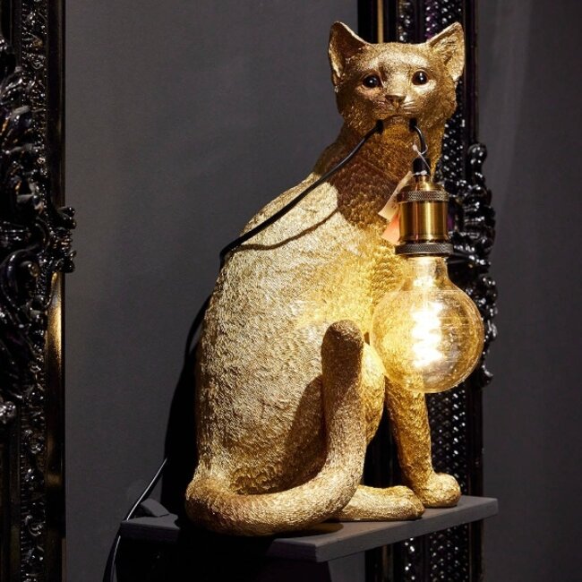 Werner Voß - Table Lamp - Animal Lamp Cat Chouchou - gold