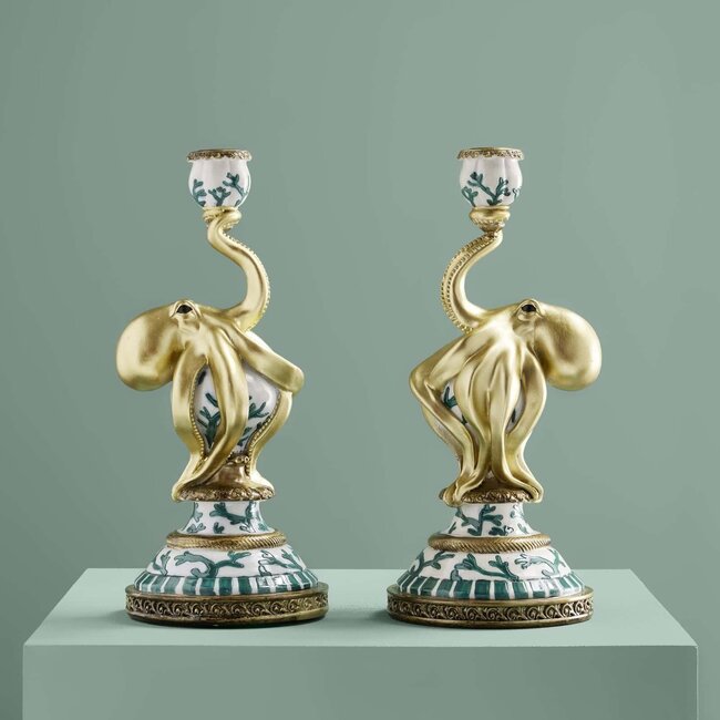 Werns Werner Voß - Candle Holder - Candlestick Otto Octopus - set of 2 - turquoise