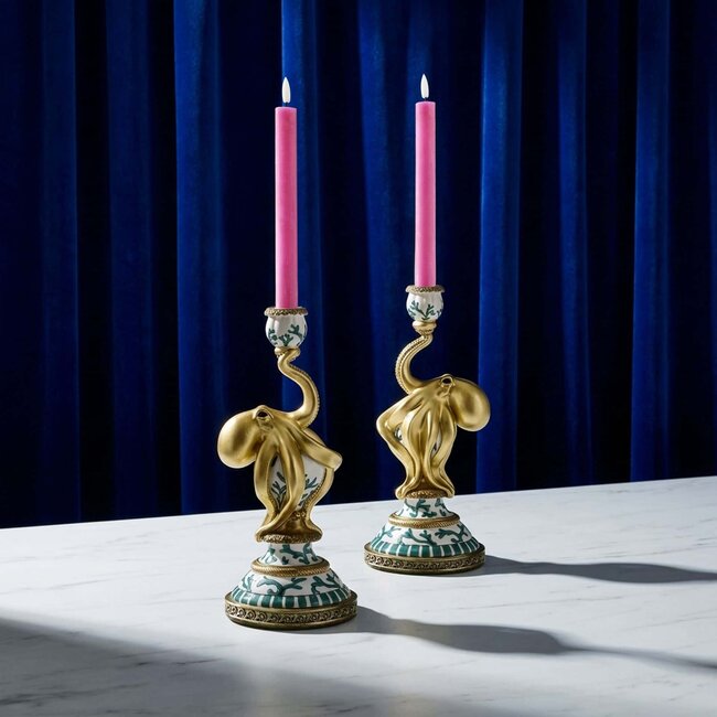 Werns Werner Voß - Candle Holder - Candlestick Otto Octopus - set of 2 - turquoise