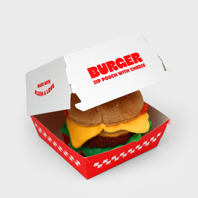 Suck UK - Pochette à Hamburger en Peluche avec fermeture éclair
