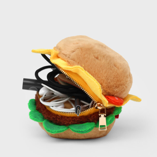 Suck UK - Pochette à Hamburger en Peluche avec fermeture éclair