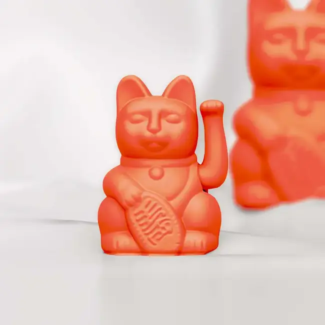 Donkey - Winkende Glückskatze Maneki-Neko Mini - neonorange