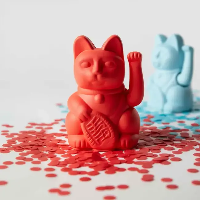 Donkey - Waving Lucky Cat Maneki-Neko Mini - neon orange