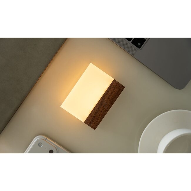 Ginkgo - Night Light CuraCheese - rechargeable - natural walnut wood