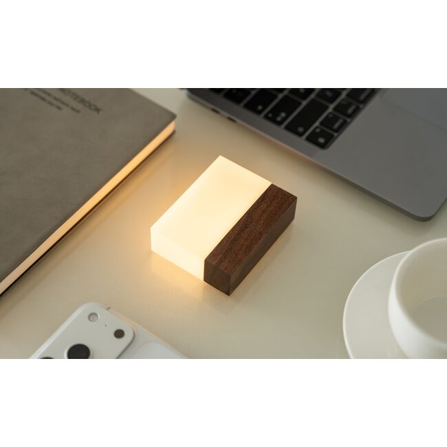 Ginkgo - Veilleuse CuraCheese - rechargeable - bois de noyer naturel