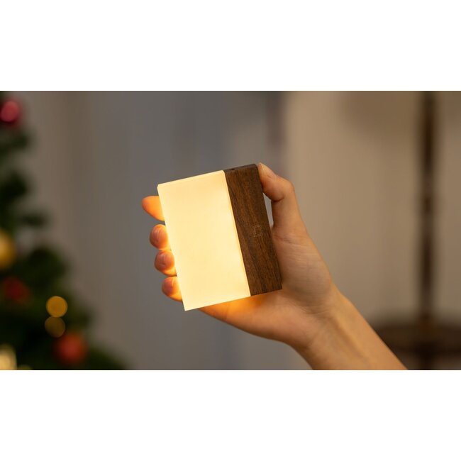 Gingko - Nachtlampje CuraCheese - oplaadbaar - natuurlijk walnoot hout