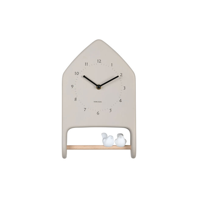 Karlsson - Wandklok Love Birds - warm grijs
