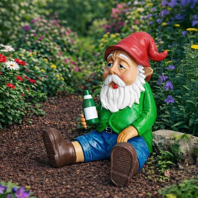 Mikamax - Sculpture Drunken Gnome Wasted - completely drunk