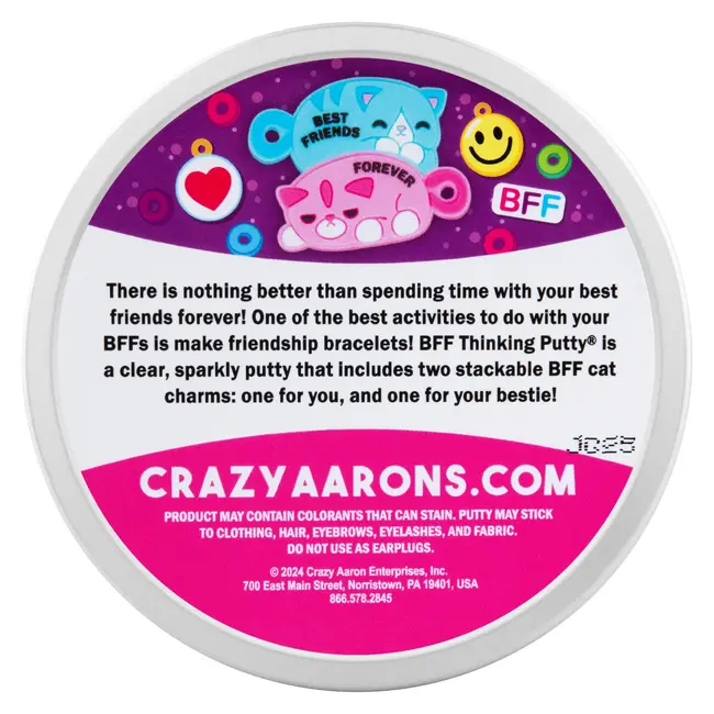 Crazy Aaron's Thinking Putty BFF - transparant en glinsterend - silicone zintuiglijke klei - anti-stress feel good fidget