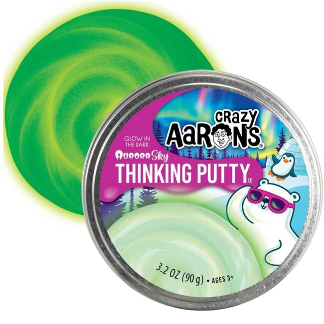 Crazy Aaron's Knetmasse Aurora Sky - hellgrün mit Glitzer