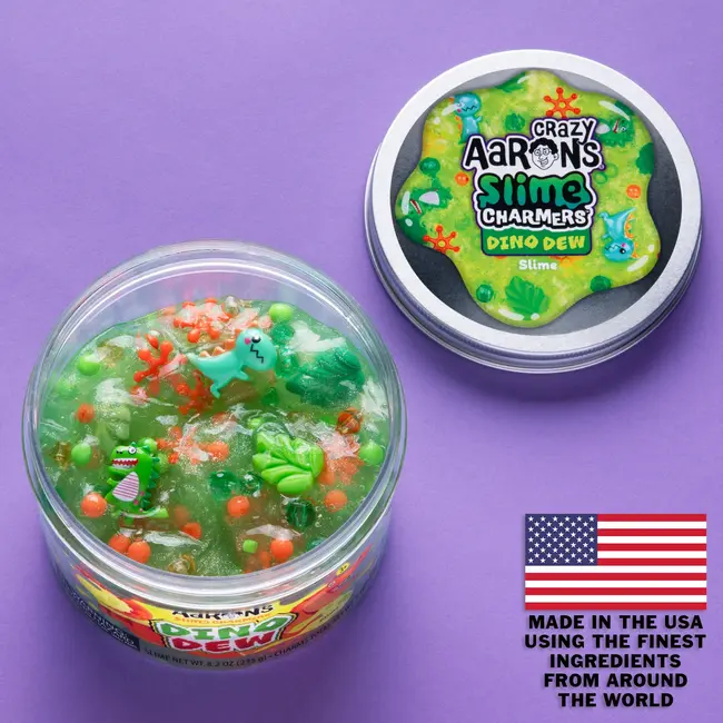 Crazy Aaron's Slime Dino Dew - pâte visqueuse - avec des figurines et des perles