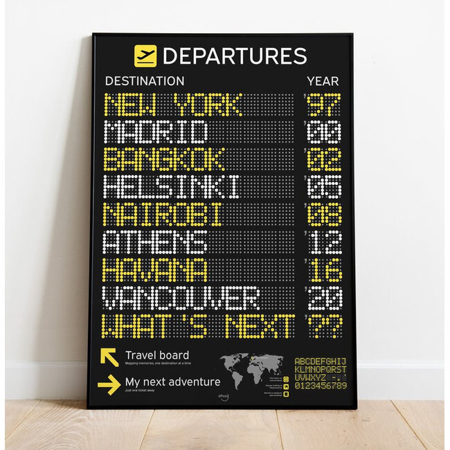 Smaail - Affiche Departures Travel Board - Affiche de Voyage Interactif (50 x 70 cm)
