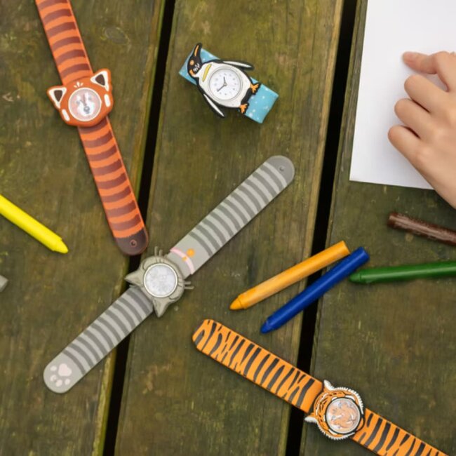 Mava Design - Montre Enfants Time Pals Panda Roux - Système Slap Watch