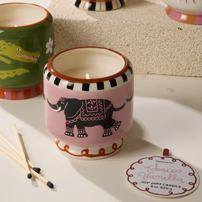 Paddywax - Geurkaars A Dopo Elephant - tabak en vanille (sweet) - keramiek 227 gr.