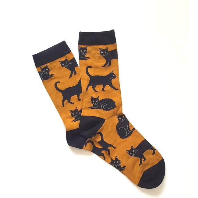 SockSmith - Chaussettes Black Cat Brun doré - taille 36-41 (femmes)