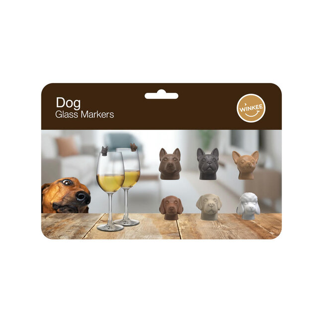 Winkee - Glasmarkeerders Honden - set van 6