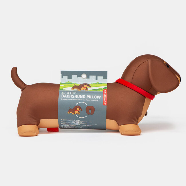 Kikkerland - Travel Pillow Dachshund Zip & Flip