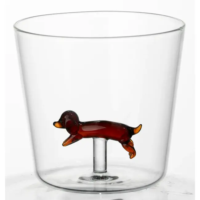 i-total - Glas met glazen figuurtje Teckel