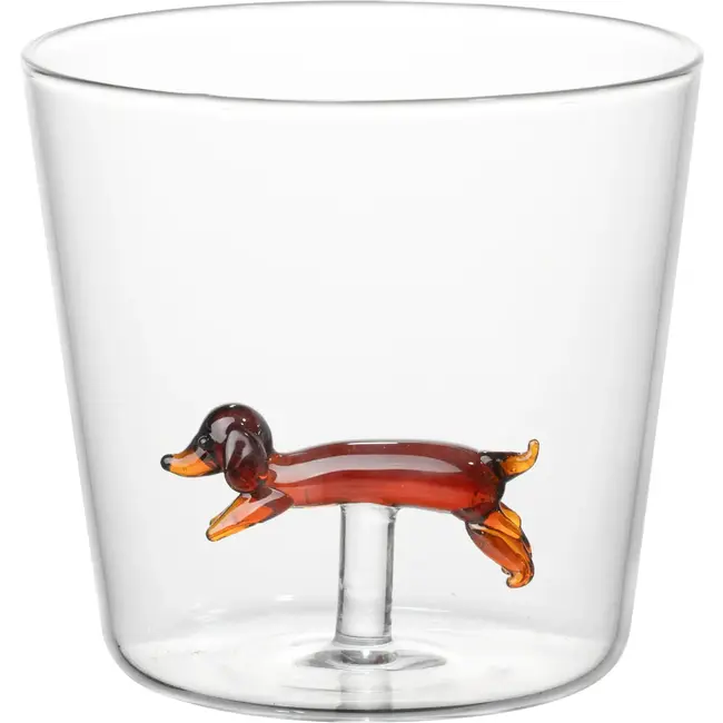 i-total - Glas met glazen figuurtje Teckel