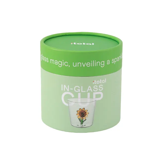 i-total - Glas met glazen figuurtje Zonnebloem