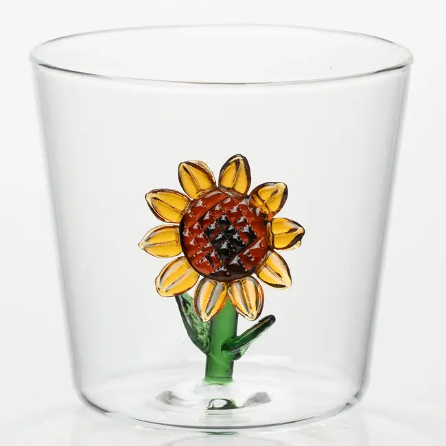 i-total - Glas met glazen figuurtje Zonnebloem