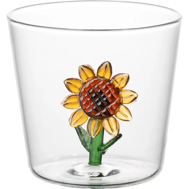 i-total - Glas met glazen figuurtje Zonnebloem