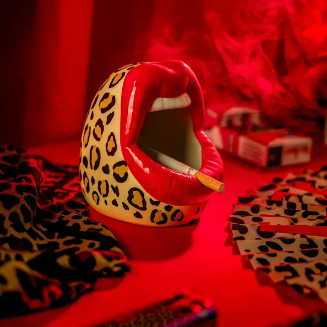 Fisura - Aschenbecher Rote Lippen Leopard