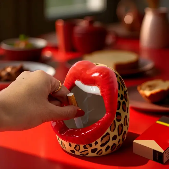 Fisura - Aschenbecher Rote Lippen Leopard