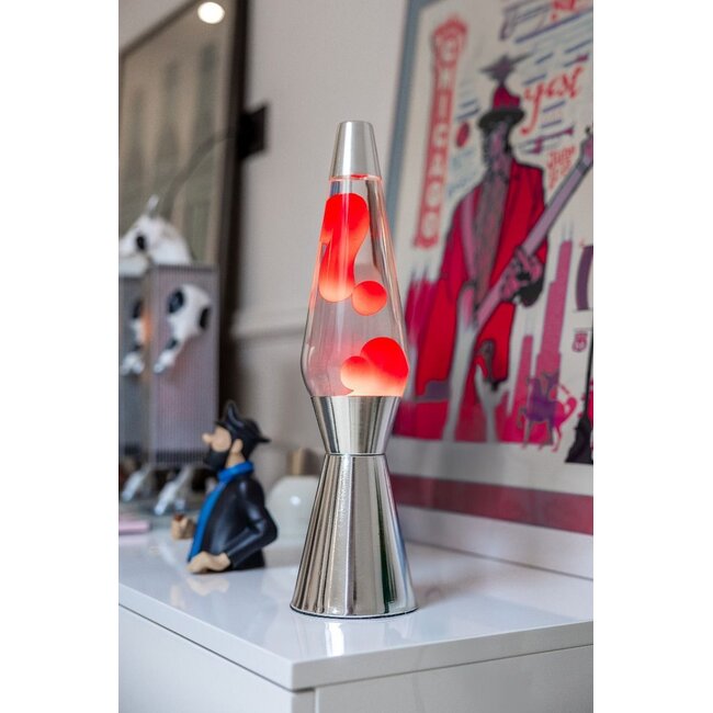 Fisura - Lava Lamp Rocket - transparent liquid, red lava, chrome base