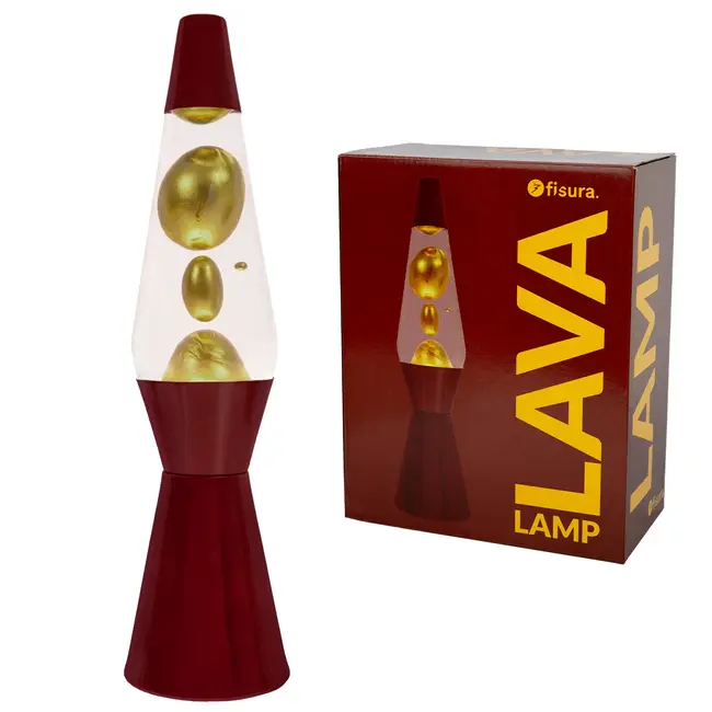 Fisura Lava Lamp Rocket - gold/burgundy