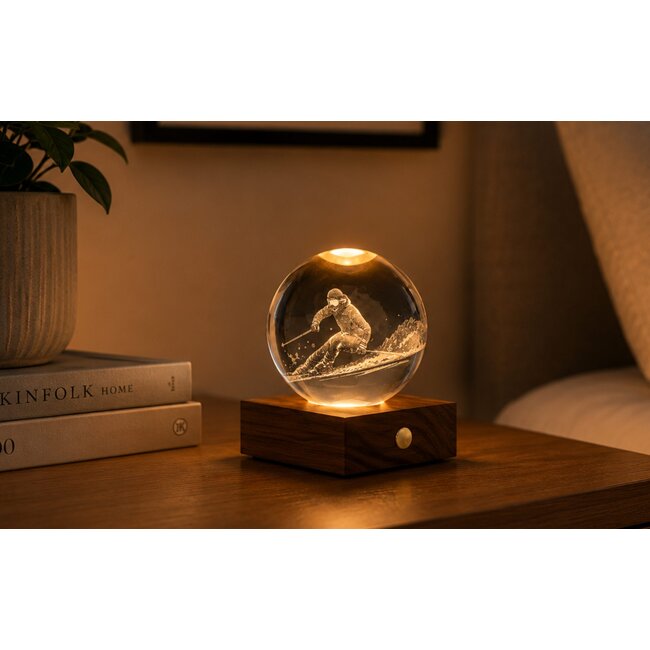Gingko – Amber Crystal Ball Night Light – Ski Adventure