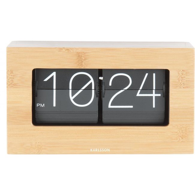Horloge 'Flip Clock Boxed' (bamboo) Karlsson Clocks Axeswar Design