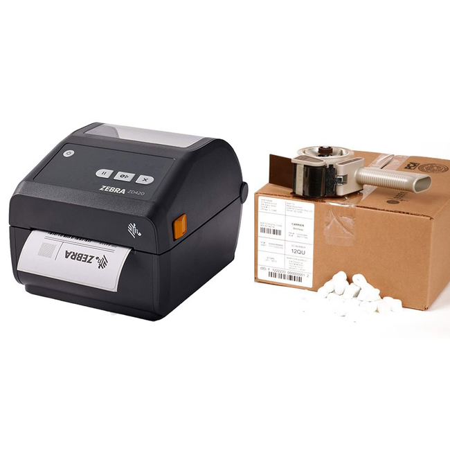 BESPAAR € 25,00 - Zebra ZD421 printer + 12 rollen verzendetiketten