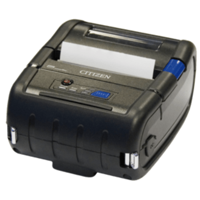 Citizen printers label printer, mobile printer, direct thermal, 8 dots/mm (203 dpi), media width (max.): 80 mm, print width (max.): 72 mm, speed (max.): 100 mm/s, USB (2.0, type B, mini-USB), RS232, Bluetooth (iOS), ESC/POS, CPCL, Black Mark Sensor, Gap Sensor, incl.: pow