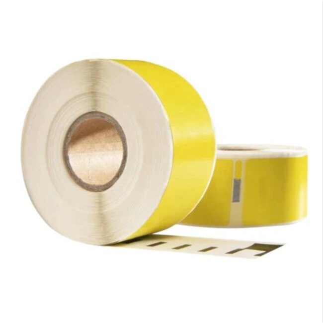 Dymo 11352 / S0722520 compatible labels, 54 mm x 25 mm, 500 etiketten per rol, geel, permanent